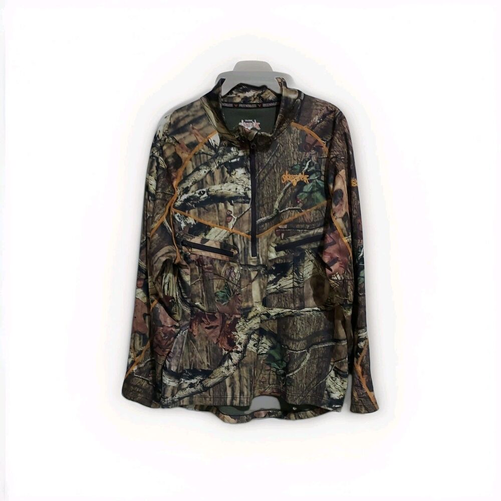 Scent-Lok Mens XL Camo Hunting Half Zip Jacket Front Zip Pockets Outdoors